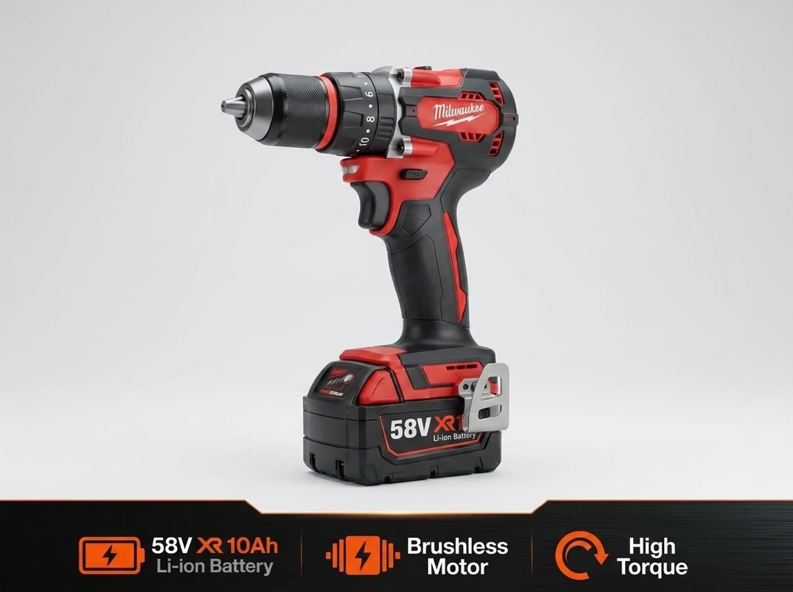 دریل شارژی Milwaukee 58V XR با باتری 10Ah